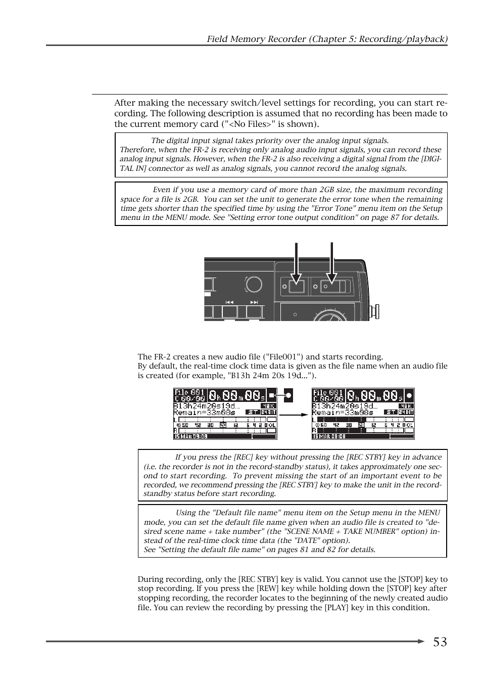 Making recording | Fostex FR-2 User Manual | Page 53 / 110