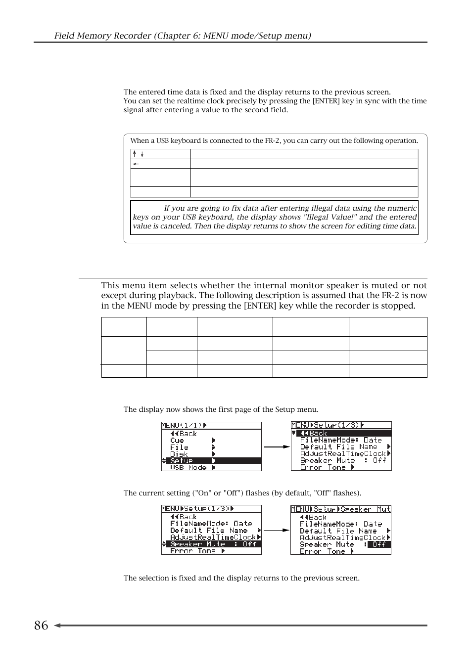 Speaker mute function on/off (speaker mute) | Fostex FR-2 User Manual | Page 86 / 110