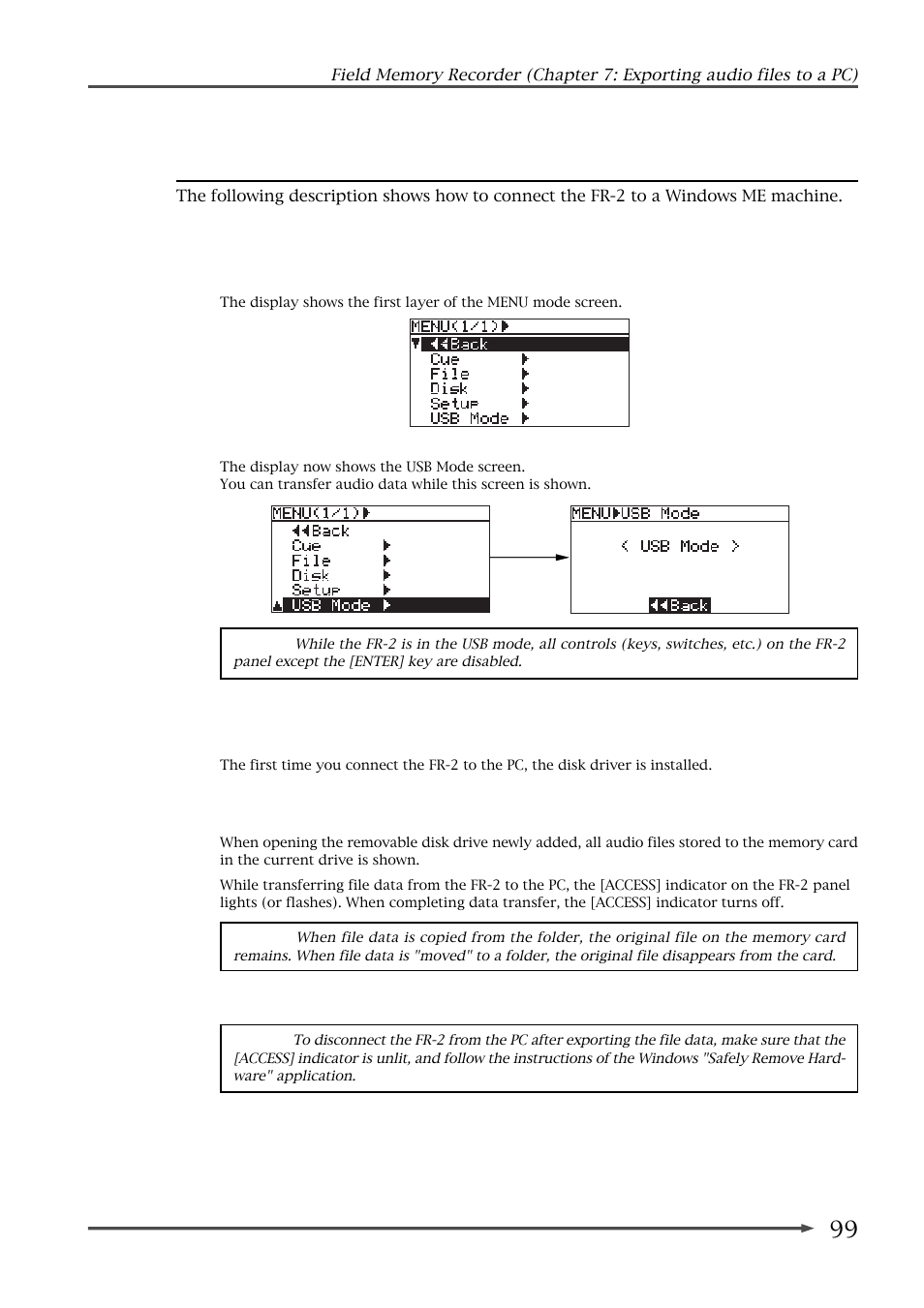 Connecting the fr-2 to a pc | Fostex FR-2 User Manual | Page 99 / 110