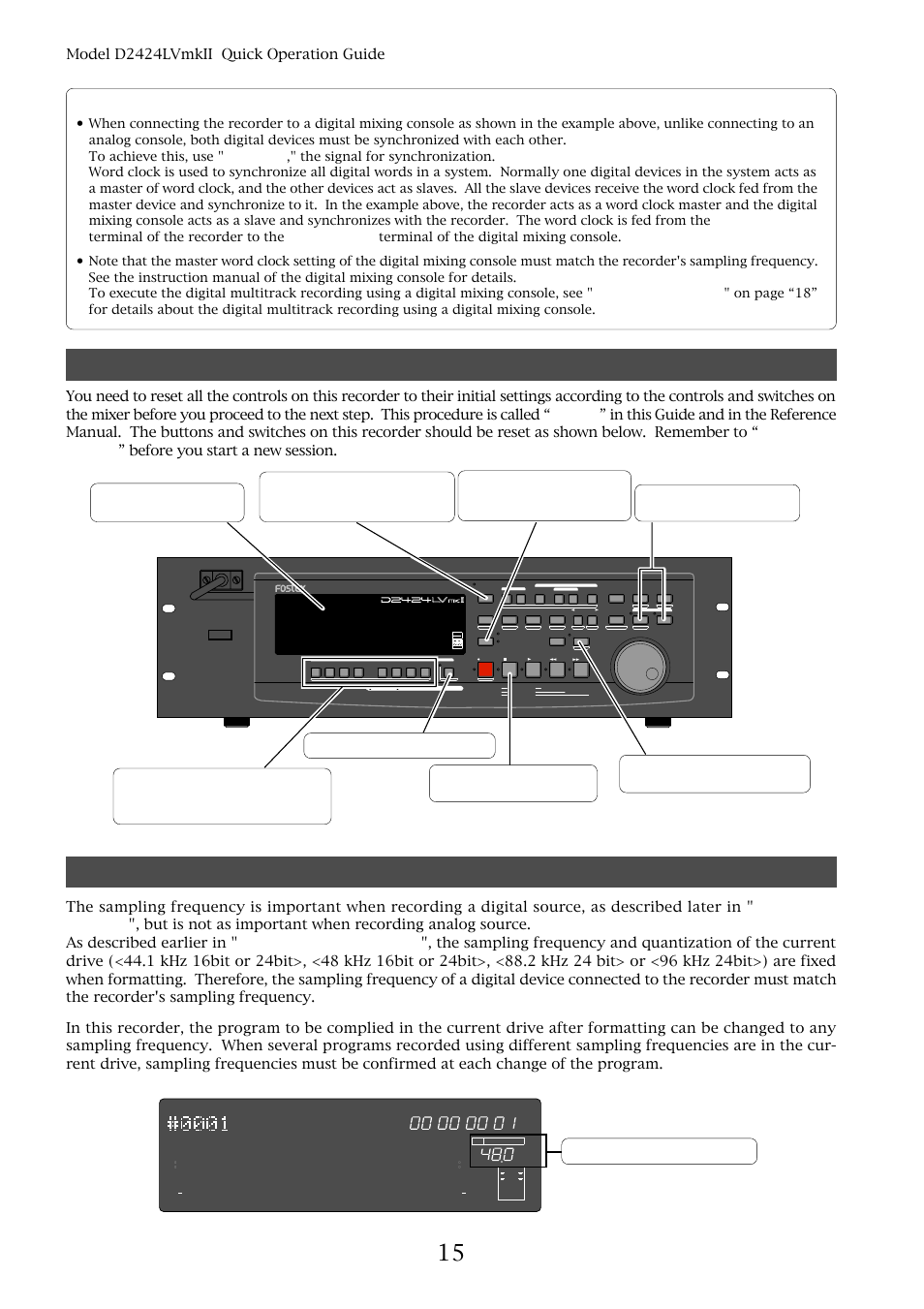 Initial settings, About sampling frequency, Hints | Model d2424lvmkii quick operation guide, Sampling frequency and quantization | Fostex D2424LVMKII User Manual | Page 14 / 26