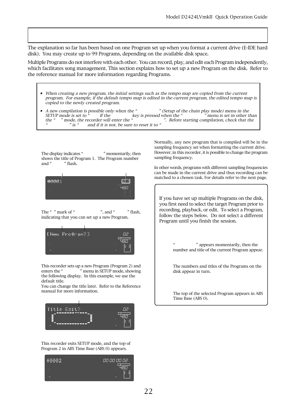 Recording in a new program, Selecting the desired program, Caution | Model d2424lvmkii quick operation guide, Turn the jog dial clockwise or counter-clockwise, Turn the jog dial clockwise to select “new program, Press the [execute/yes] key, Press the [exit/no] key, Flashing | Fostex D2424LVMKII User Manual | Page 21 / 26