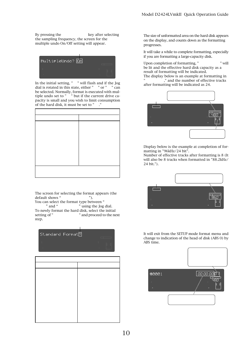 Model d2424lvmkii quick operation guide, Format type, Flashing | It is indicated as formatted in 48khz/ 24 bit | Fostex D2424LVMKII User Manual | Page 9 / 26