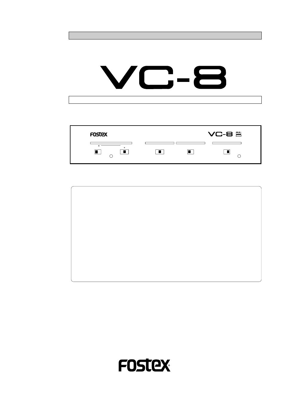 Fostex VC-8 User Manual | 10 pages