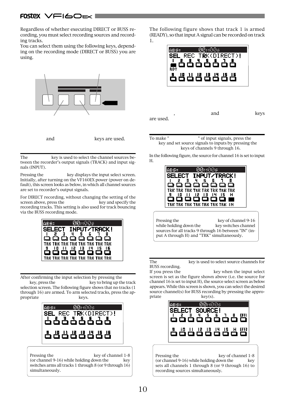 For direct recording, For buss recording | Fostex VF160EX User Manual | Page 10 / 158