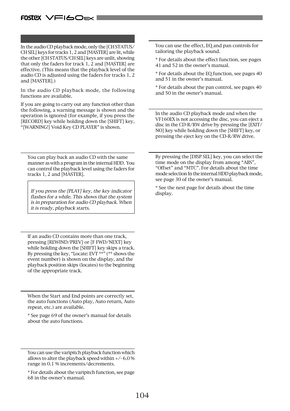 Fostex VF160EX User Manual | Page 104 / 158