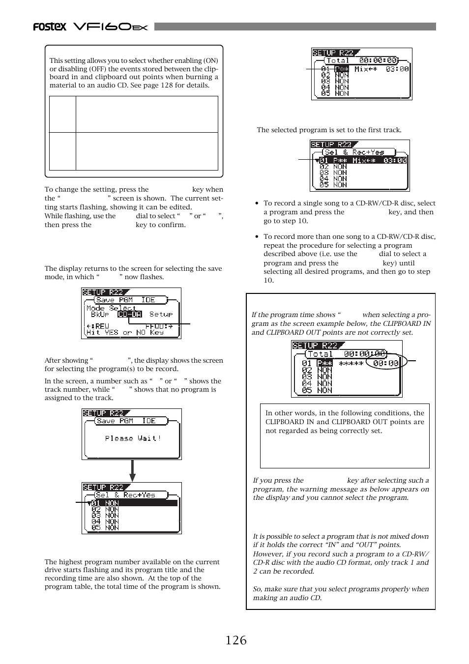 Void in!”, “void out!”, or “void data | Fostex VF160EX User Manual | Page 126 / 158