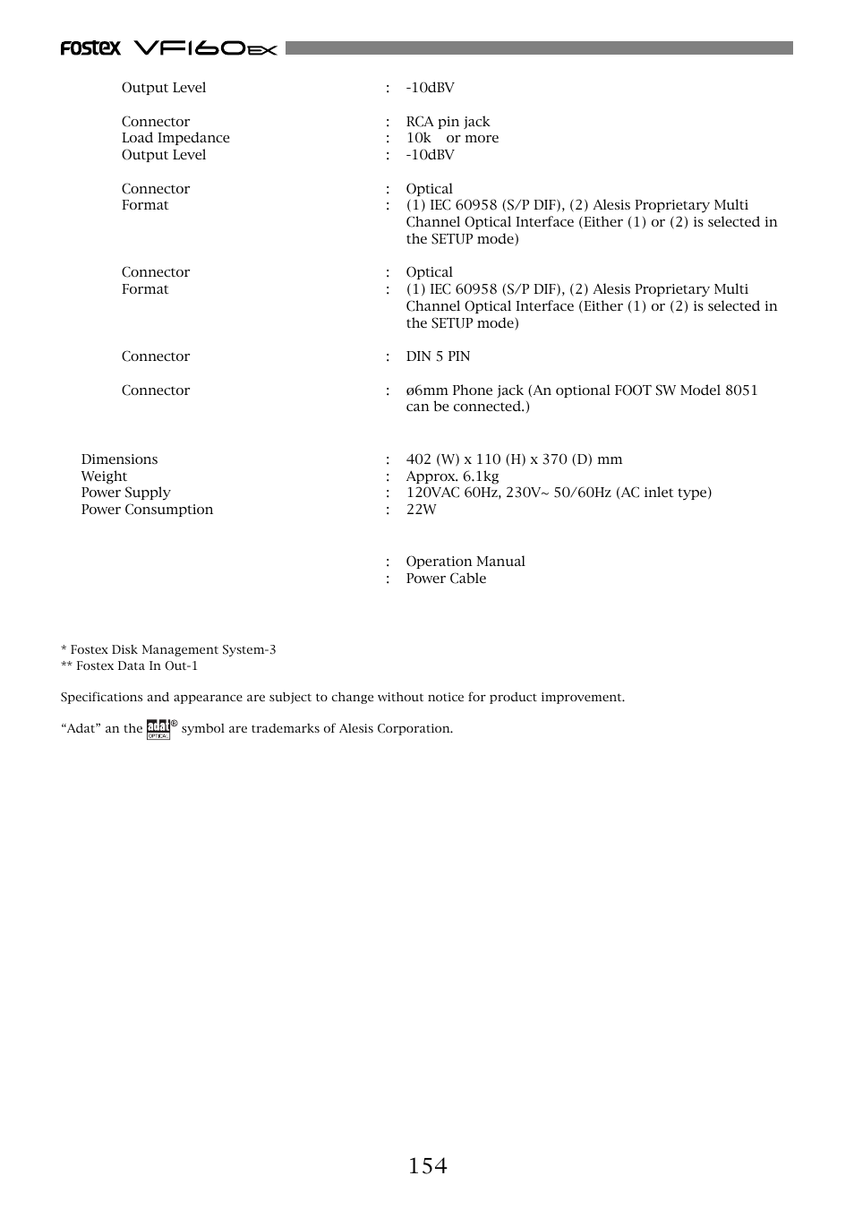 Fostex VF160EX User Manual | Page 154 / 158