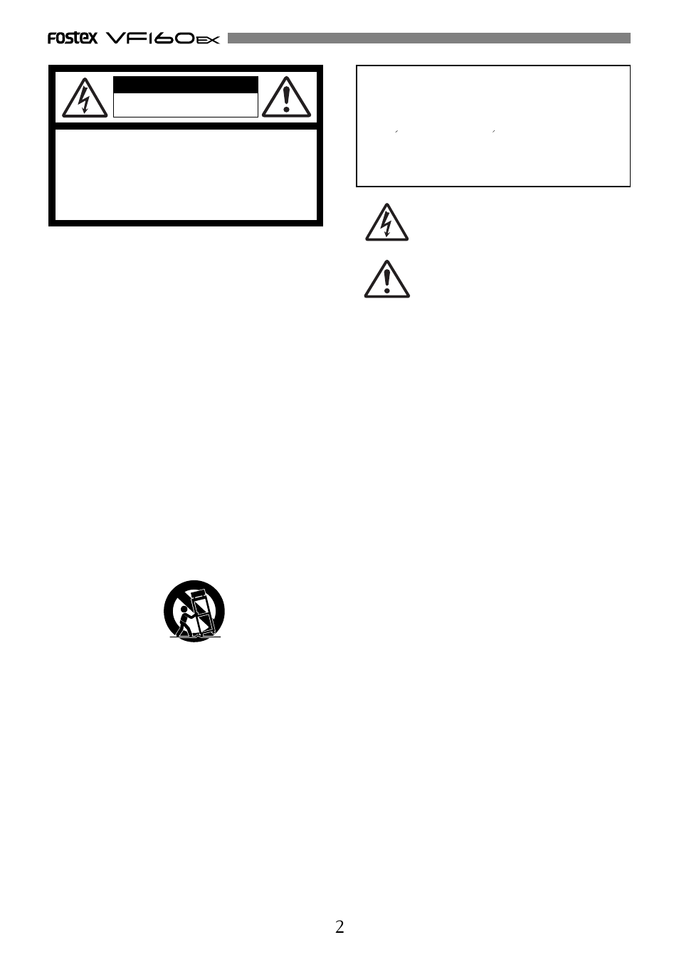 Safety instructions, Warning, Caution | Fostex VF160EX User Manual | Page 2 / 158