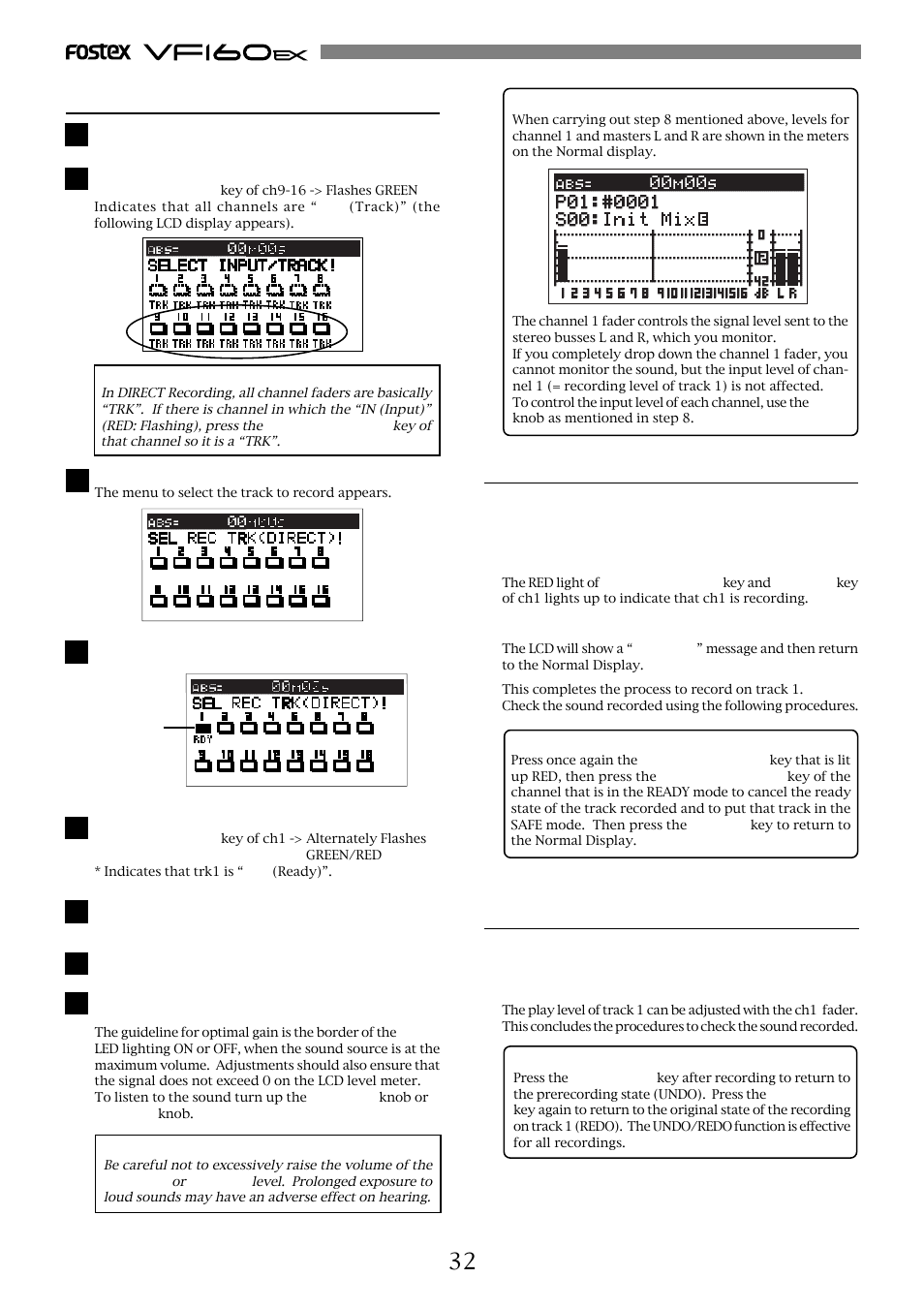 Play, Preparing to record, Record | Fostex VF160EX User Manual | Page 32 / 158