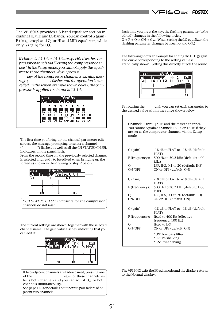 Adjusting eq | Fostex VF160EX User Manual | Page 51 / 158