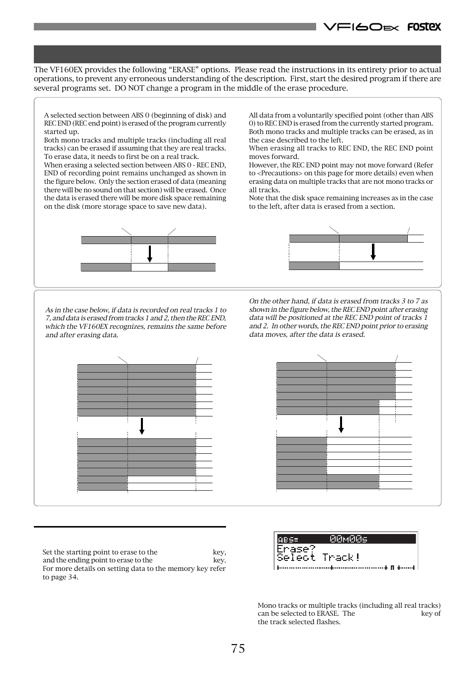 Erase, Erasing data | Fostex VF160EX User Manual | Page 75 / 158