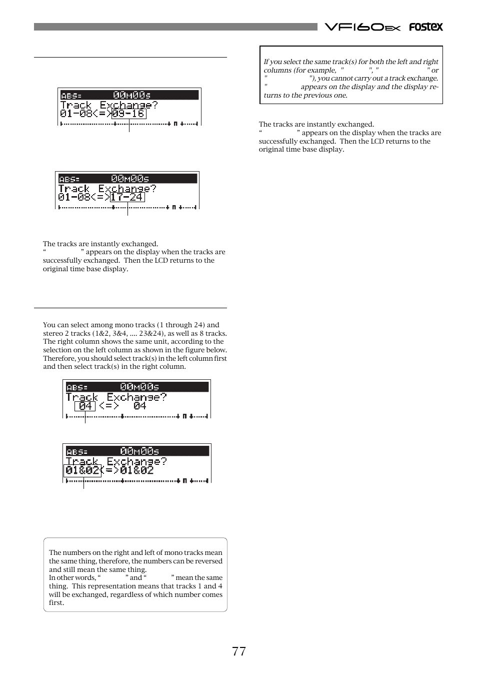 Exchange in mono or 2-track units, Exchange in 8-track units | Fostex VF160EX User Manual | Page 77 / 158
