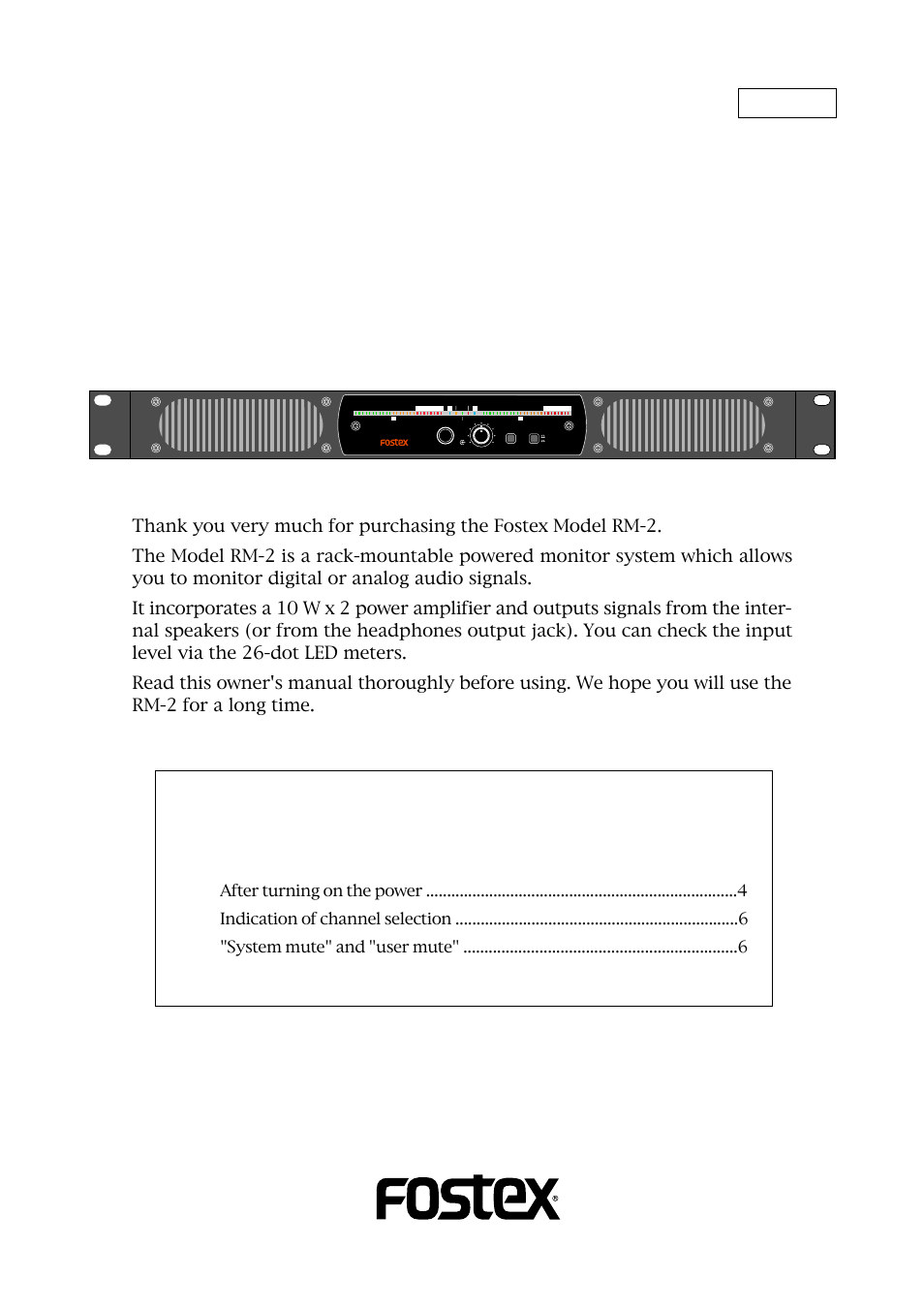 Fostex RM-2 User Manual | 8 pages