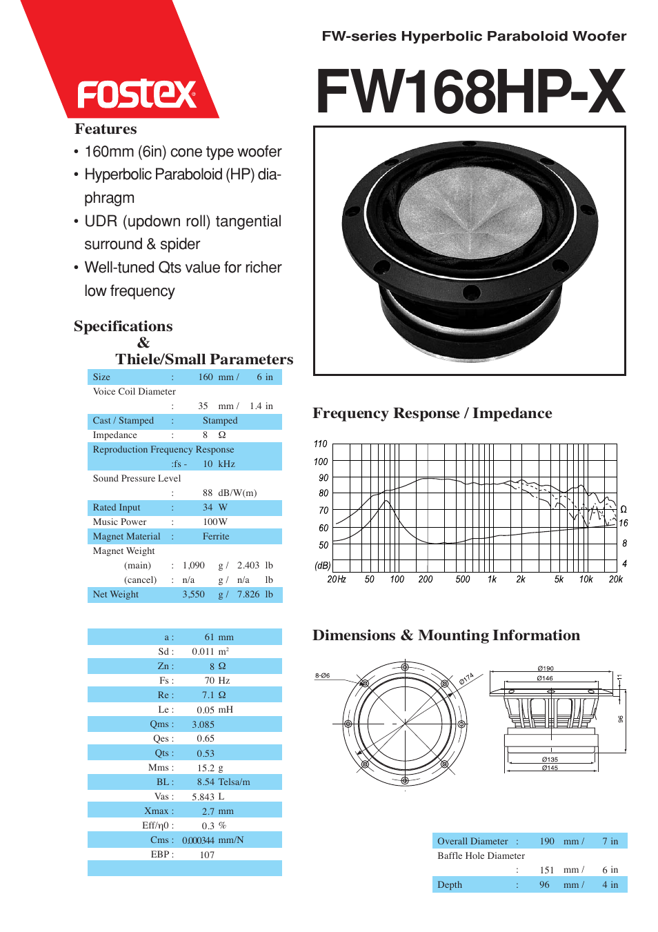 Fostex FW168HP-X User Manual | 1 page