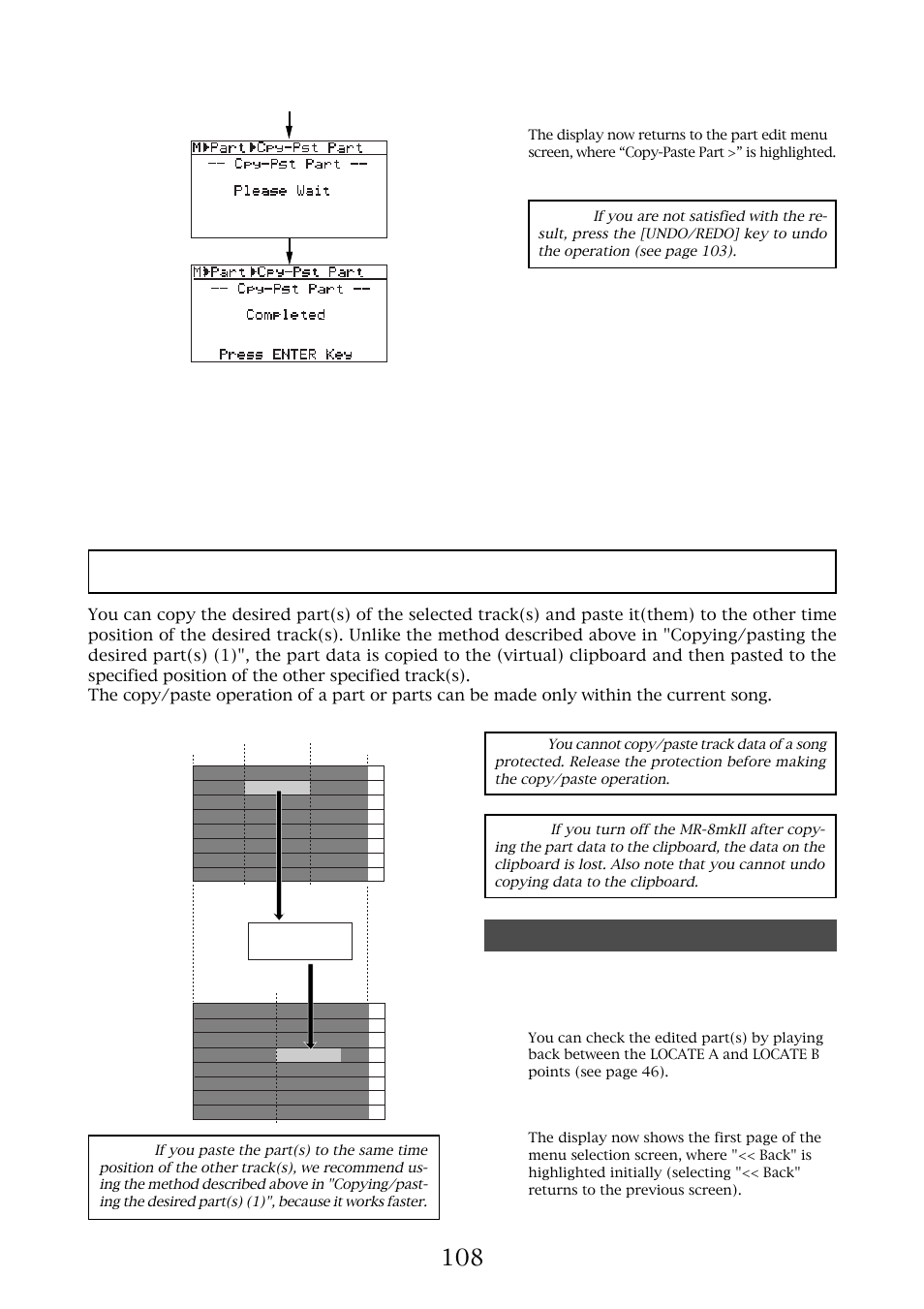 Copying/pasting the part(s)-2, Copying to the clipboard | Fostex MR-8MKII User Manual | Page 108 / 154