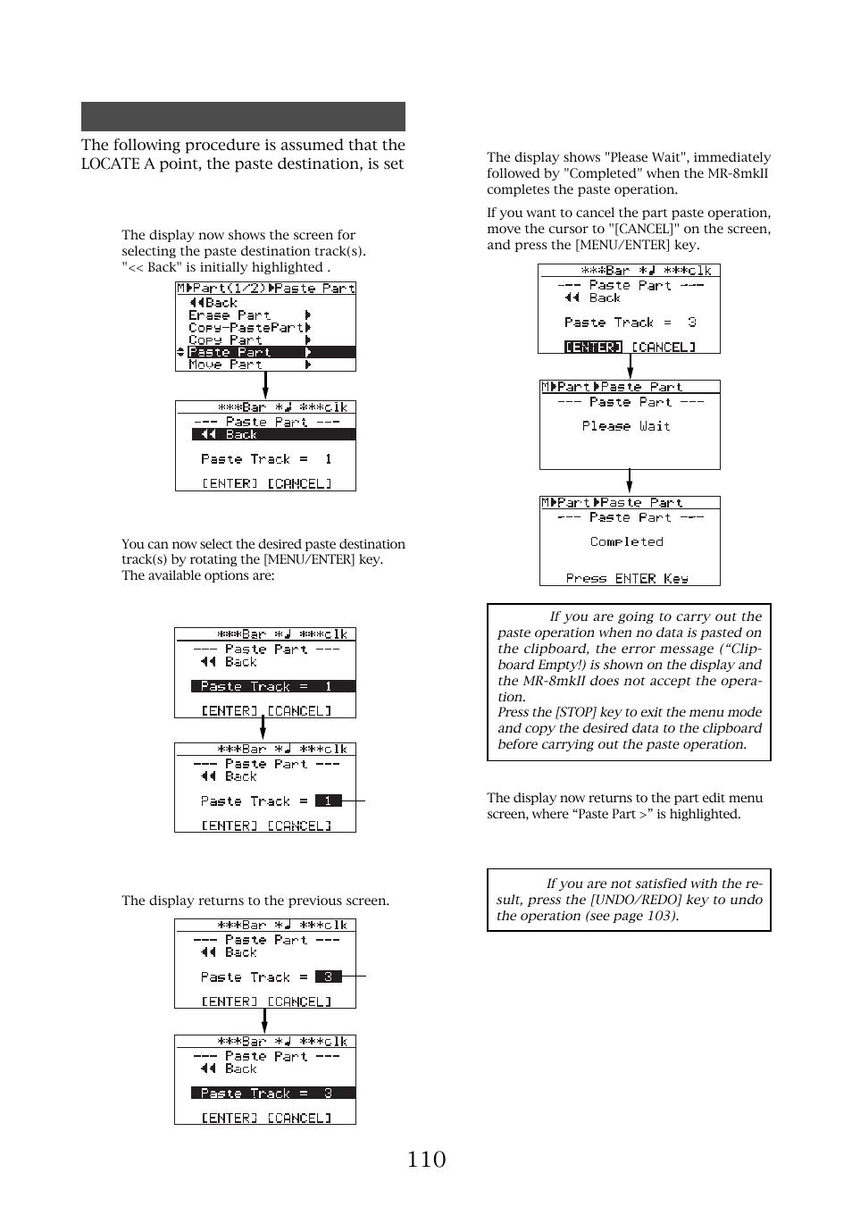 Pasting clipboard data | Fostex MR-8MKII User Manual | Page 110 / 154