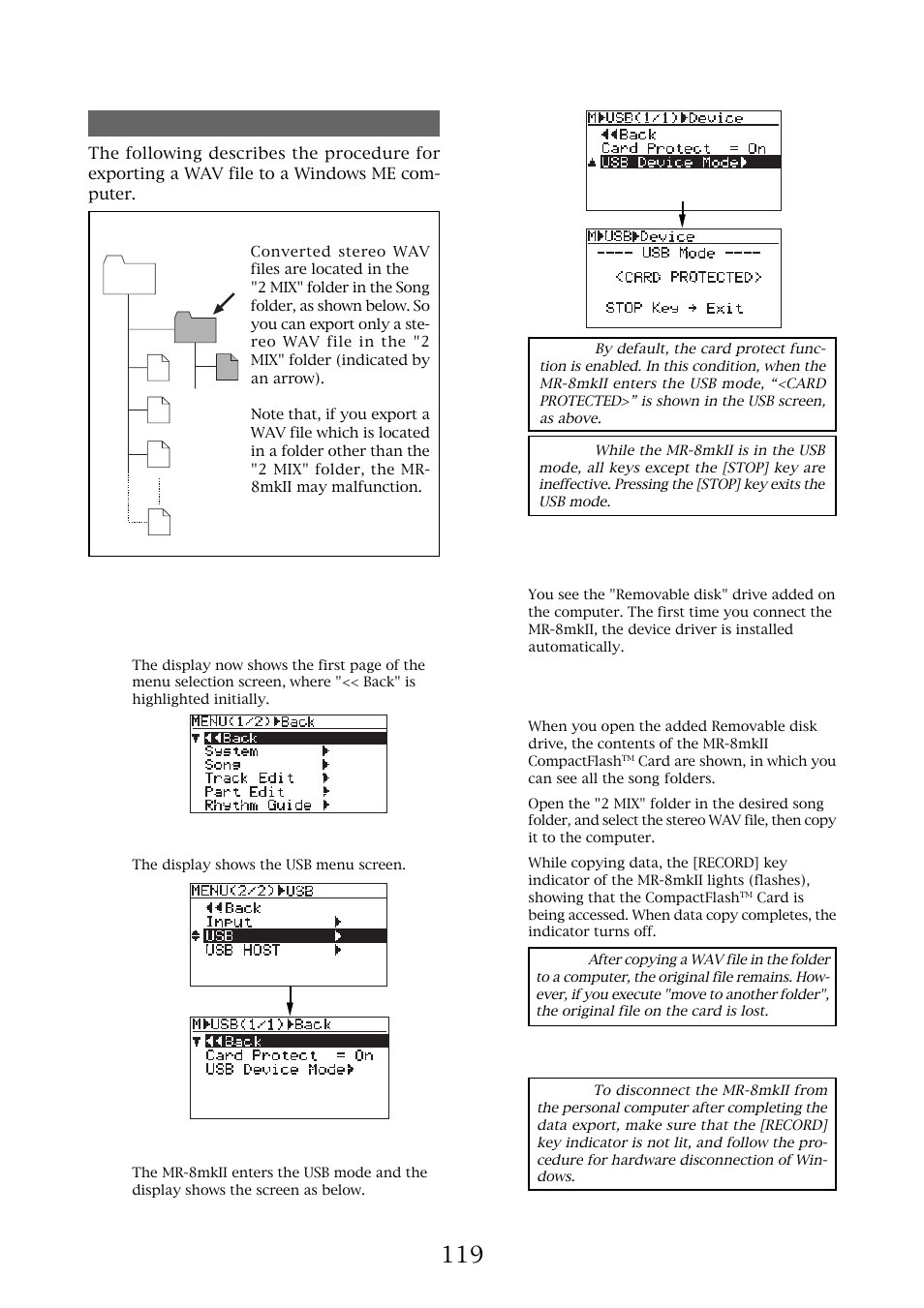Exporting a wav file to a personal computer | Fostex MR-8MKII User Manual | Page 119 / 154