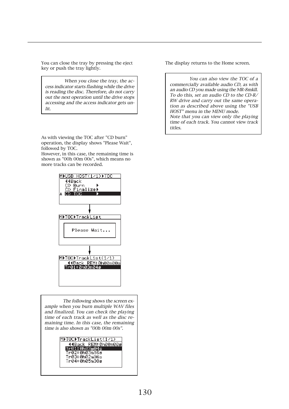 Viewing toc after completing "cd finalize | Fostex MR-8MKII User Manual | Page 130 / 154