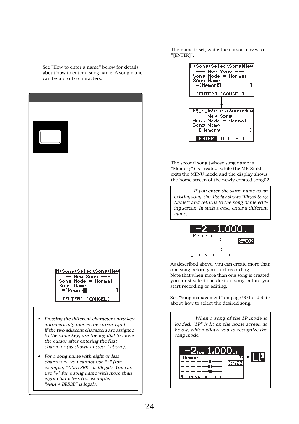 How to enter a name | Fostex MR-8MKII User Manual | Page 24 / 154