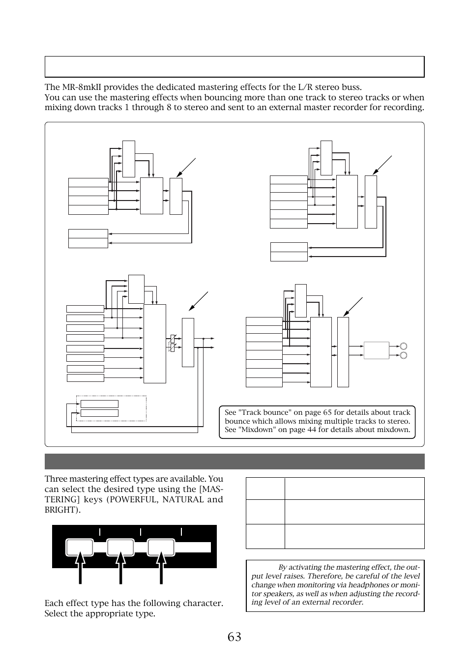 Using the mastering effects, Selecting the desired effect type, Mr-8mkii owner’s manual (using effects) | Fostex MR-8MKII User Manual | Page 63 / 154
