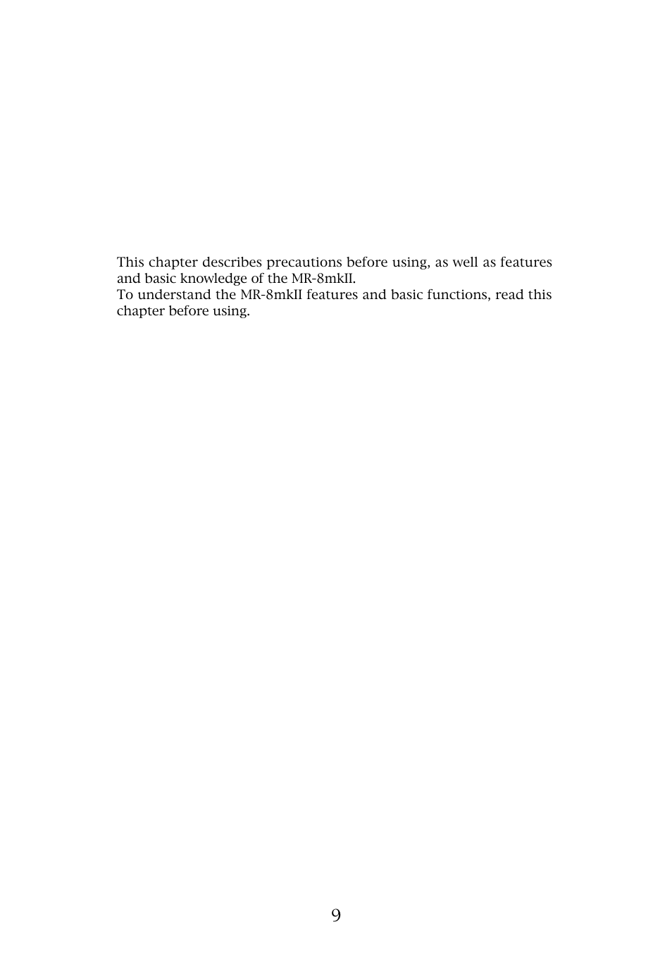 Read this chapter first | Fostex MR-8MKII User Manual | Page 9 / 154