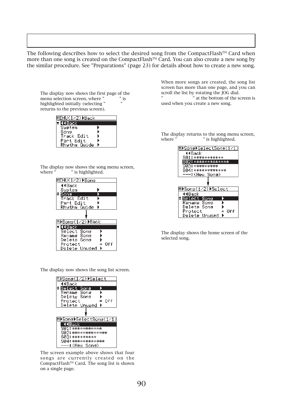 Selecting the desired song | Fostex MR-8MKII User Manual | Page 90 / 154