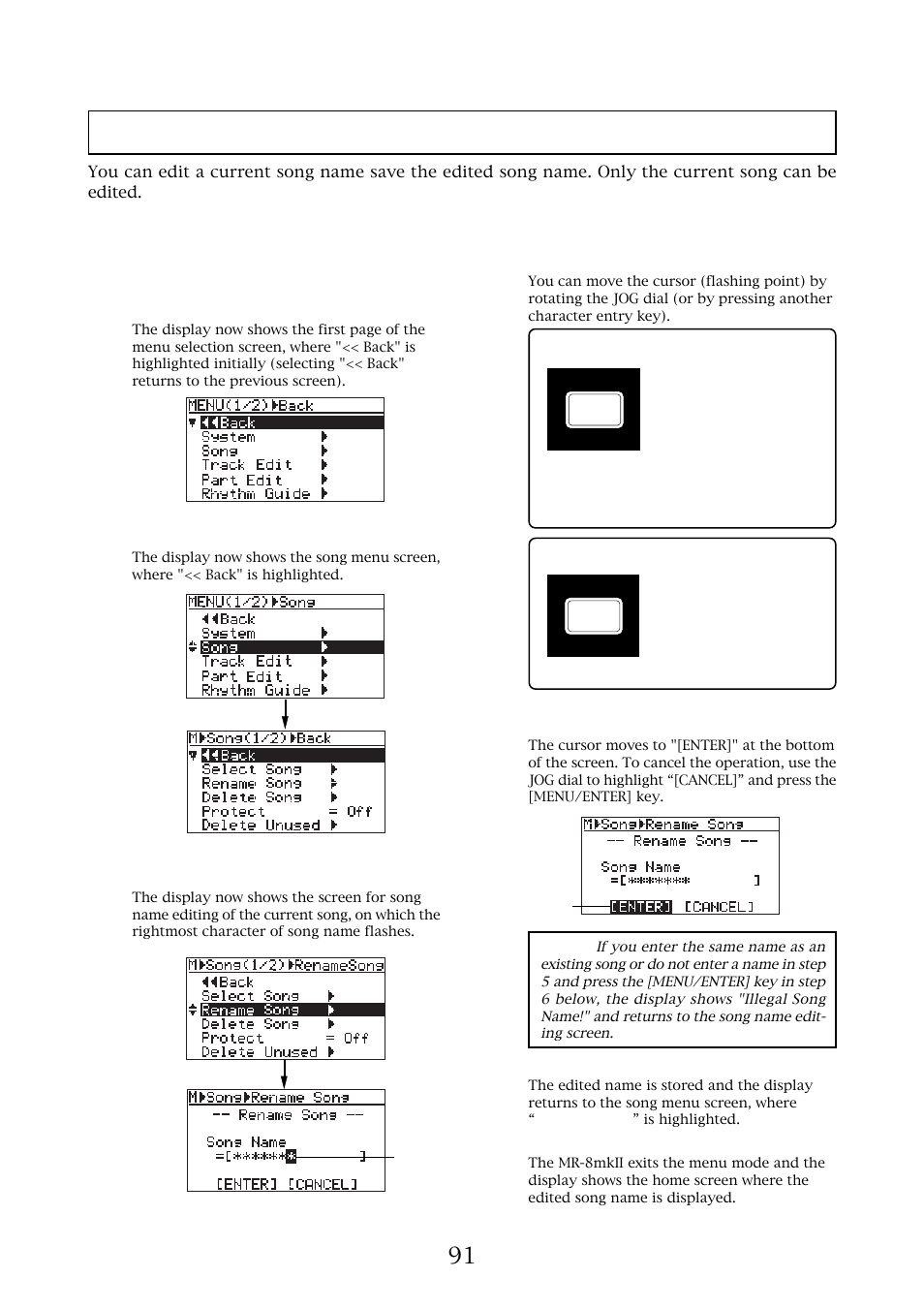Editing a song name | Fostex MR-8MKII User Manual | Page 91 / 154