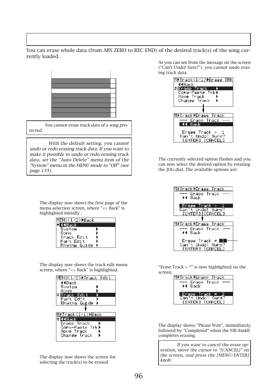 Erasing track data | Fostex MR-8MKII User Manual | Page 96 / 154