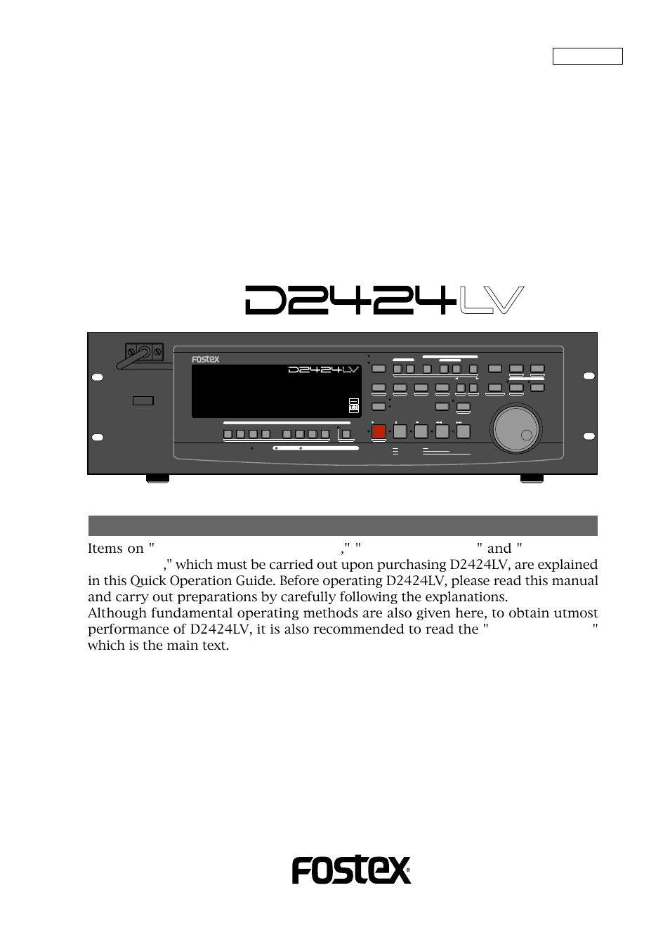 Fostex D2424LV User Manual | 28 pages