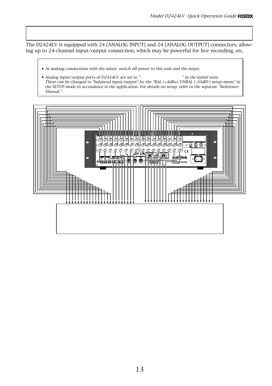 Connecting a analog mixer, Analog mixer | Fostex D2424LV User Manual | Page 13 / 28