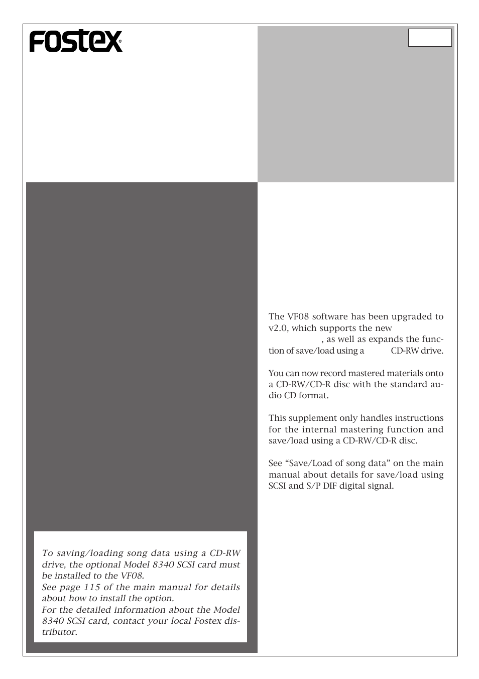 Fostex VF08 User Manual | 20 pages