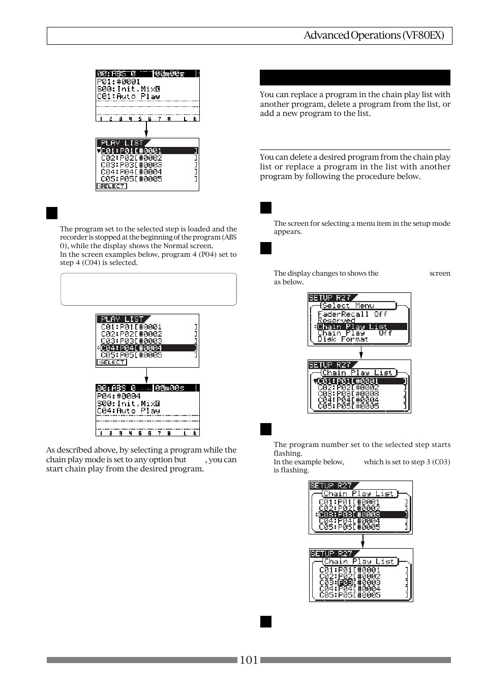 Editing the chain play list | Fostex VF80EX User Manual | Page 101 / 152