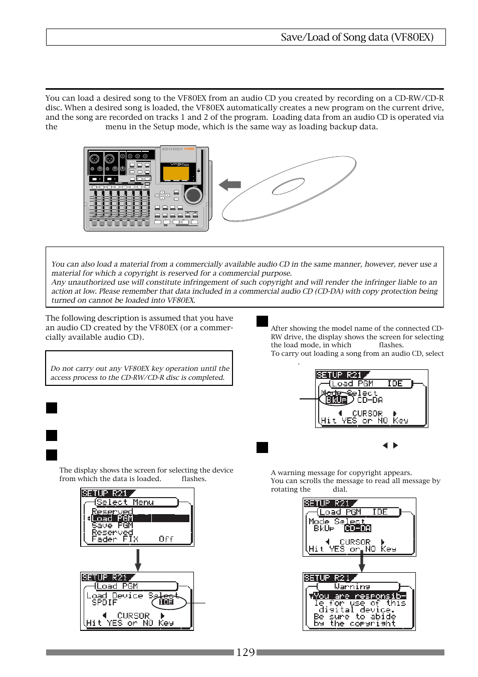 Loading from an audio cd | Fostex VF80EX User Manual | Page 129 / 152
