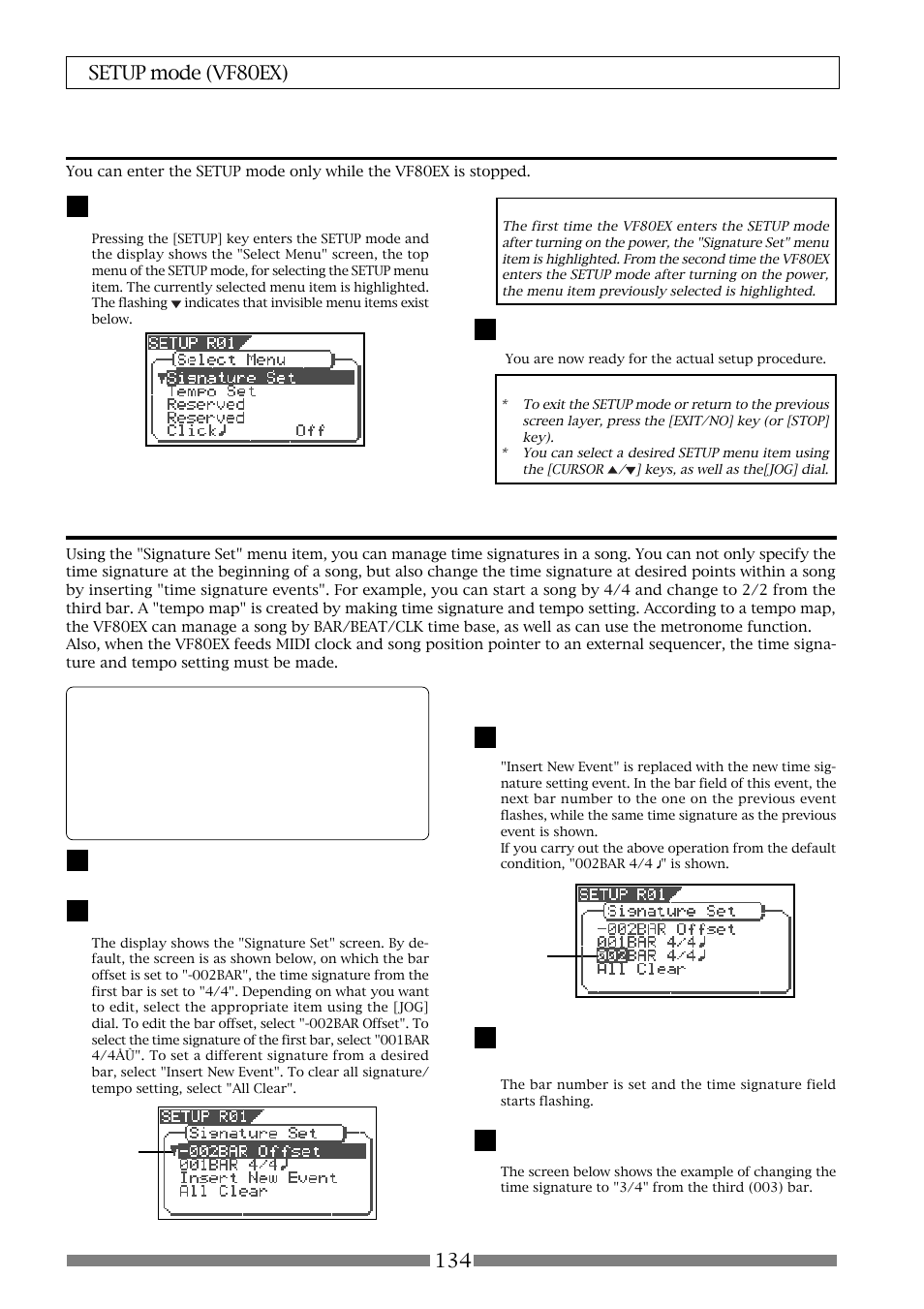 Setting a time signature [“signature set | Fostex VF80EX User Manual | Page 134 / 152