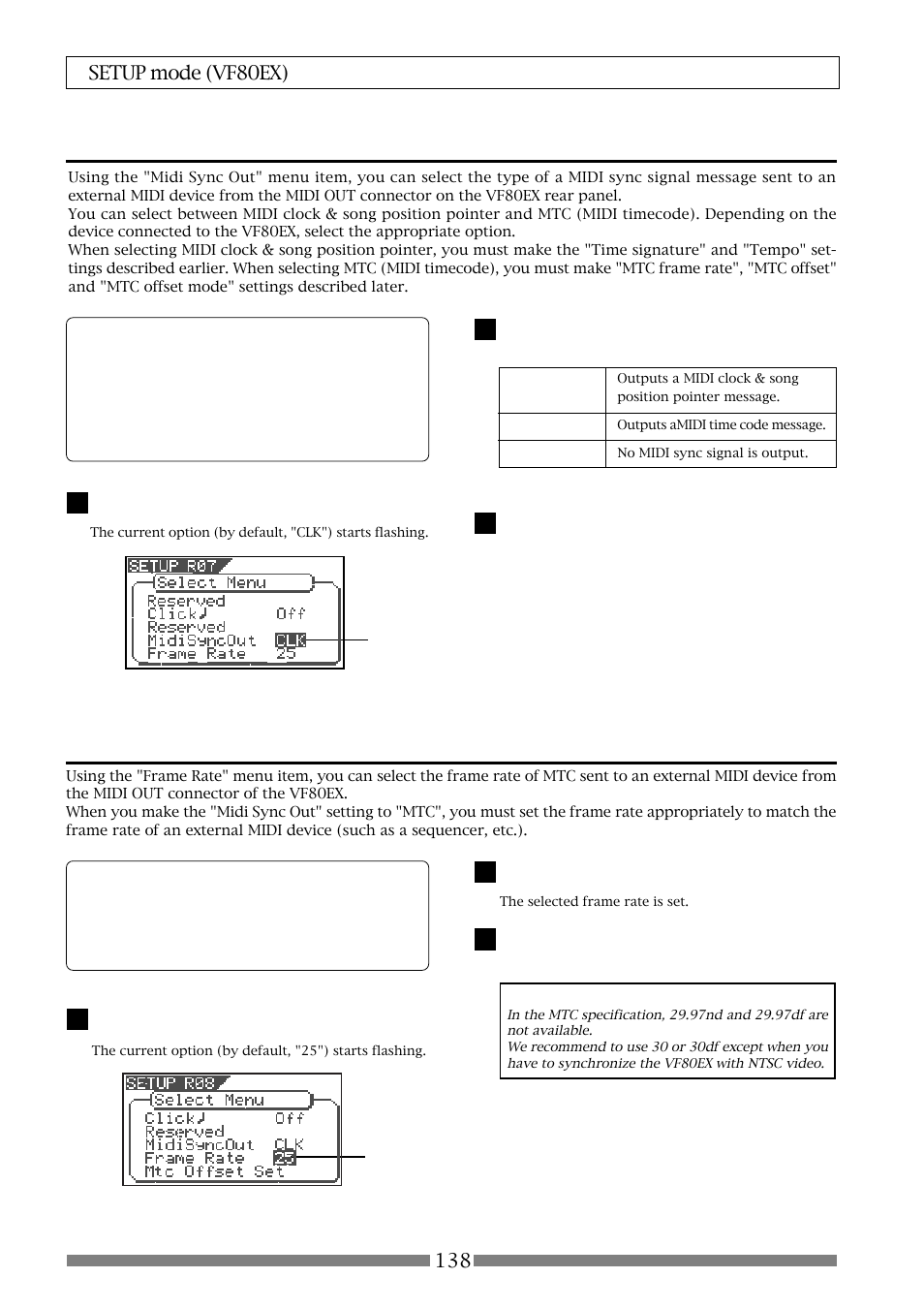 Setting an mtc frame rate [“frame rate | Fostex VF80EX User Manual | Page 138 / 152