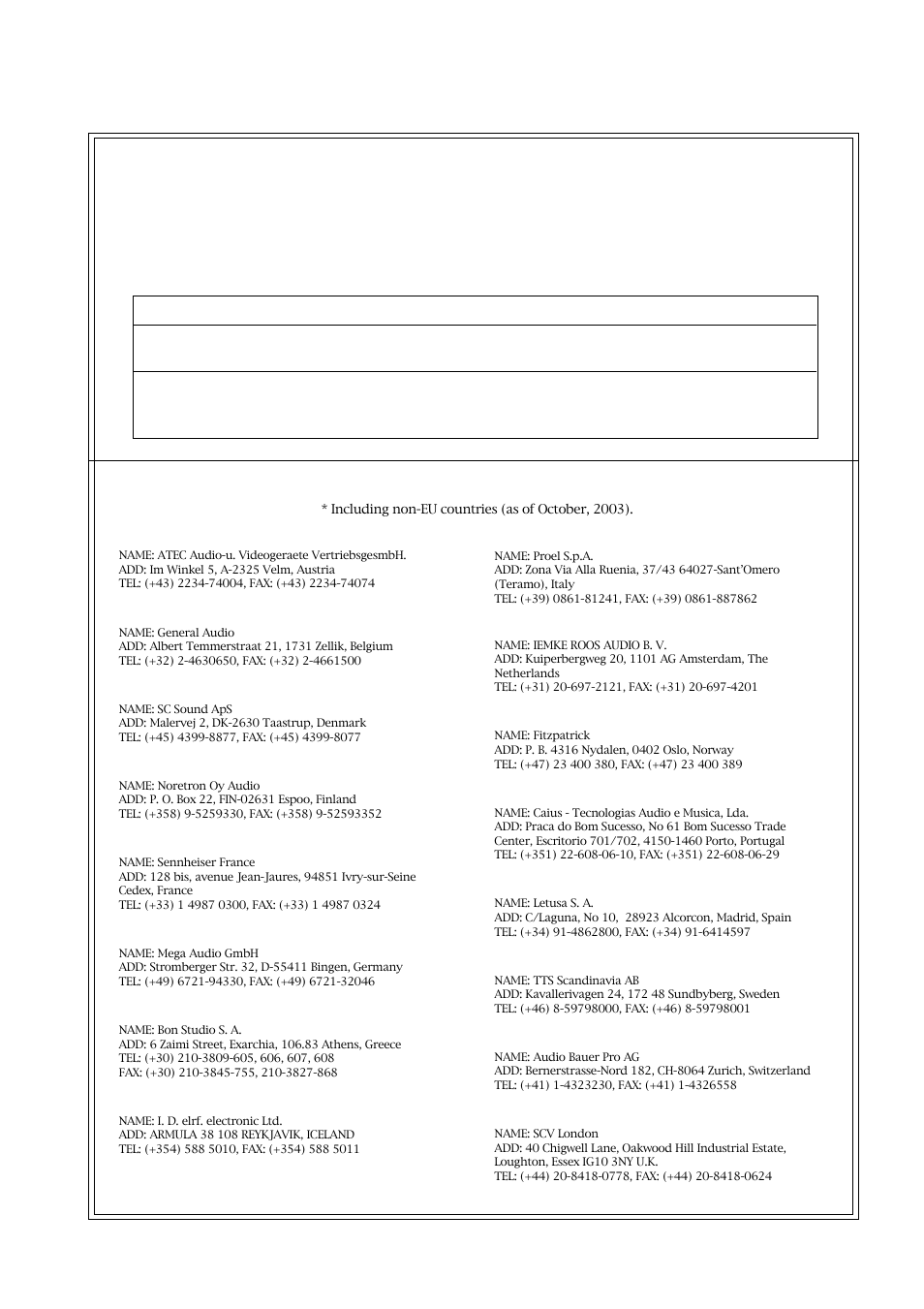 Declaration of ec directive, Fostex distributors list in europe, The affect of immunity on this equipment | Fostex VF80EX User Manual | Page 151 / 152