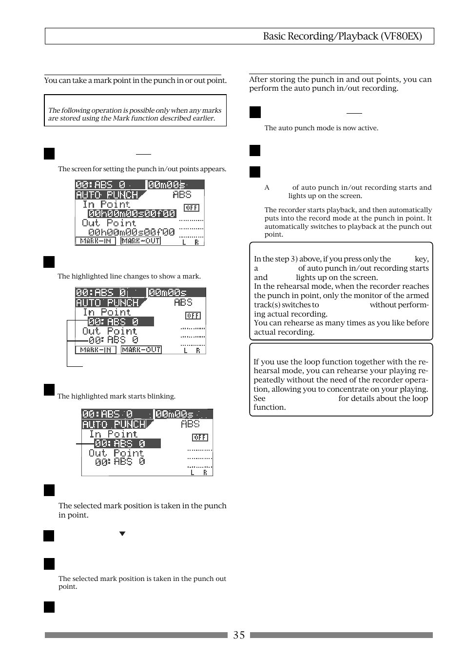35 basic recording/playback (vf80ex) | Fostex VF80EX User Manual | Page 35 / 152