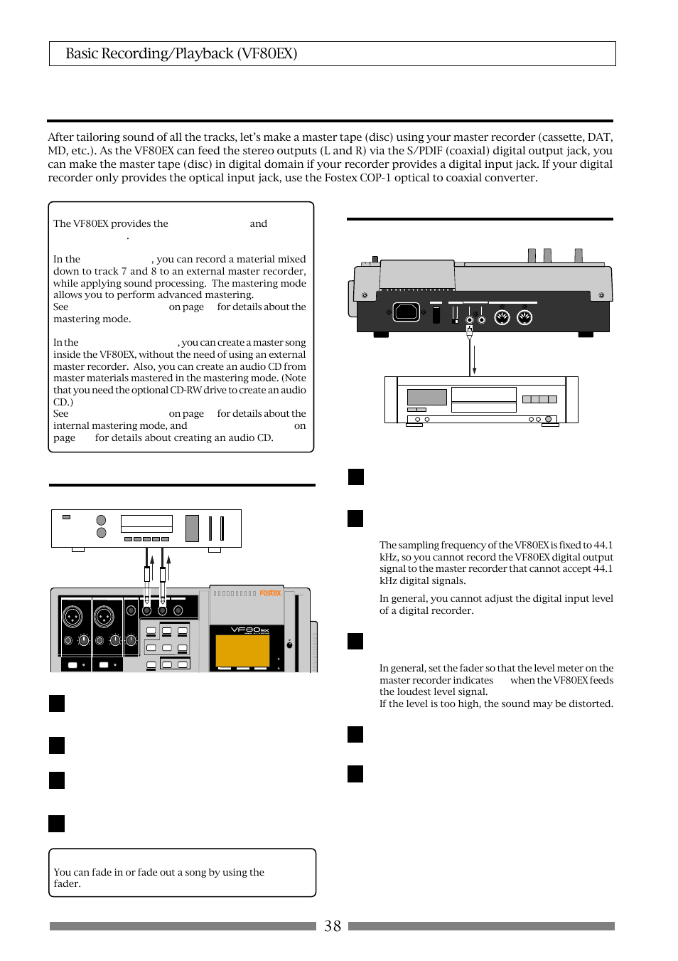 Mixdown, Analog mixdown, Digital mixdown | 38 basic recording/playback (vf80ex) | Fostex VF80EX User Manual | Page 38 / 152