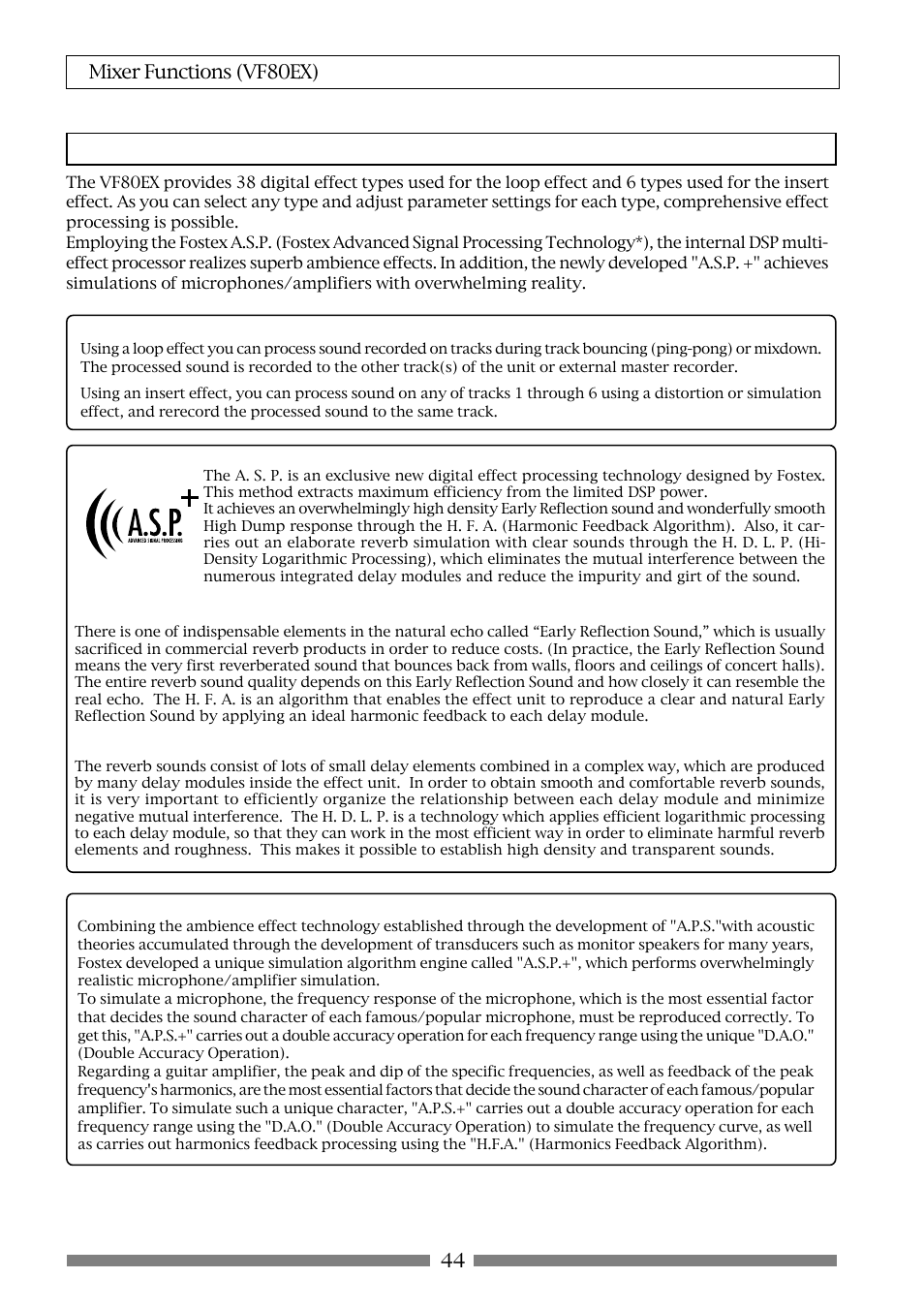 Setting effects | Fostex VF80EX User Manual | Page 44 / 152