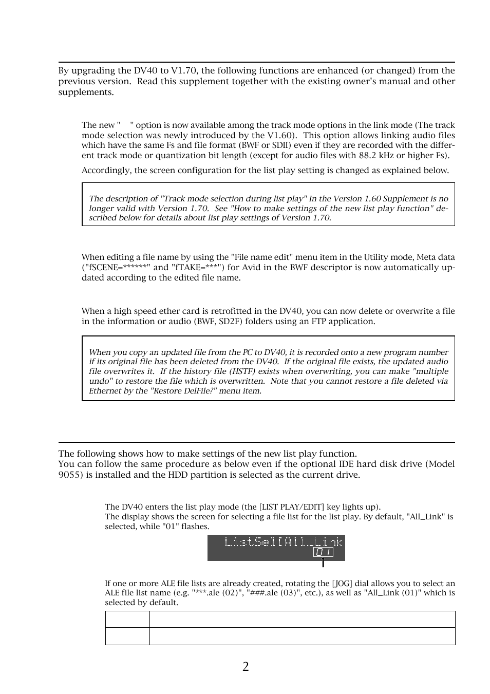 How to make settings of the new list play function | Fostex DV40 User Manual | Page 2 / 4