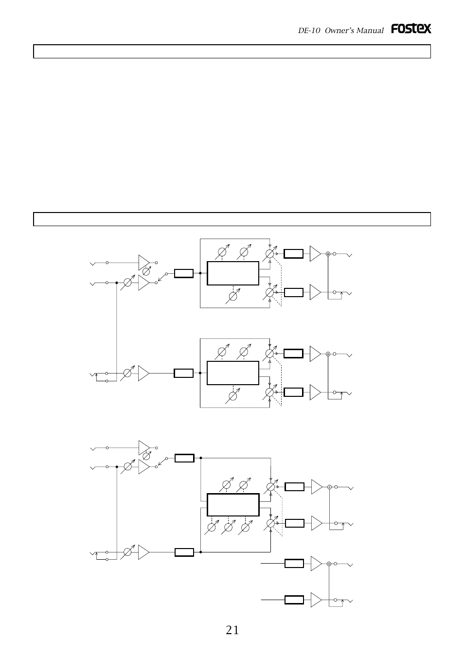 Block diagram, Specifications, Dual mode single 1/2 mode | De-10 owner’s manual, Input x 3> line input x 2, Mic/guitar x 1, Output x 4, Foot sw, Others, General | Fostex DE-10 User Manual | Page 21 / 22