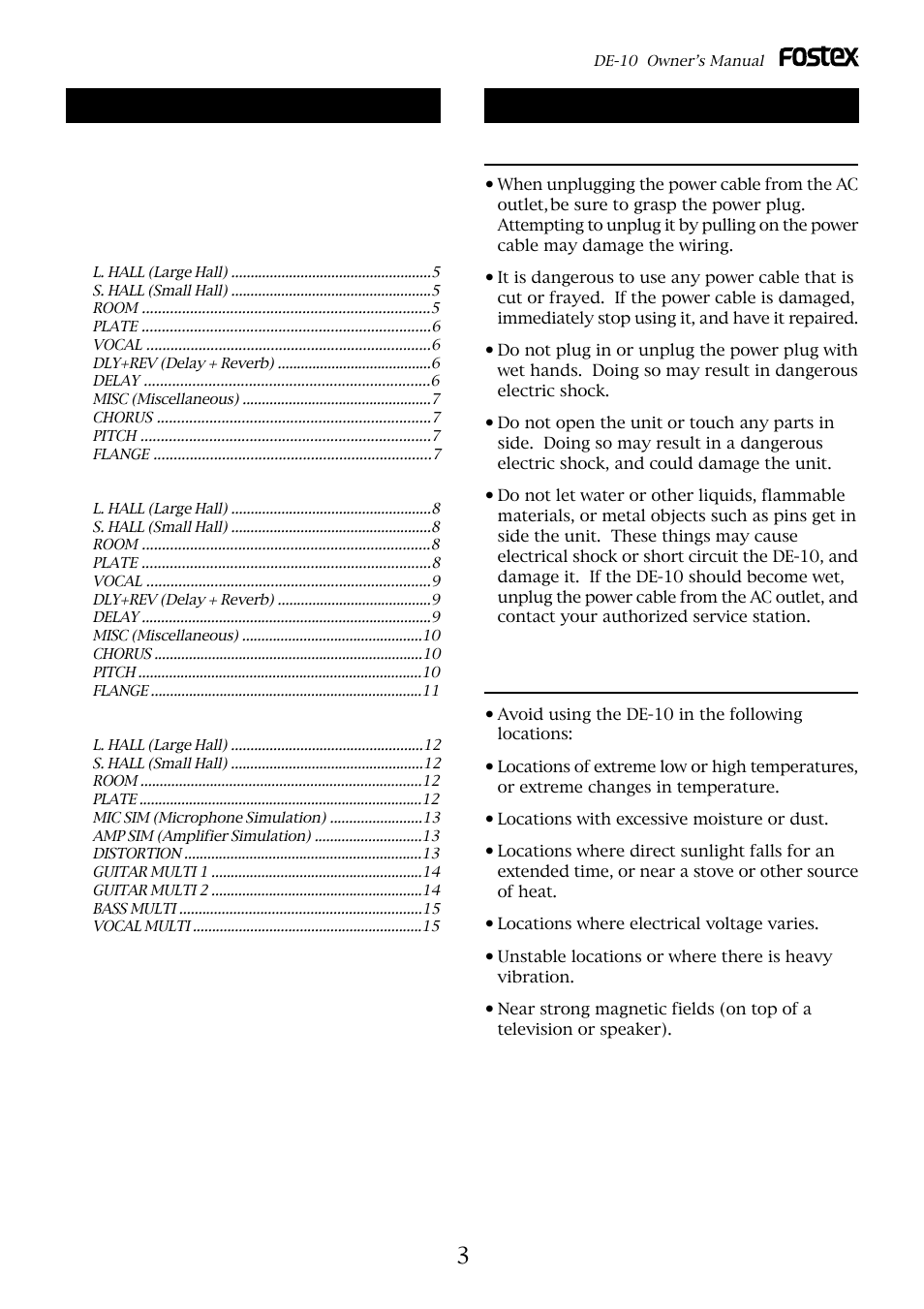Fostex DE-10 User Manual | Page 3 / 22