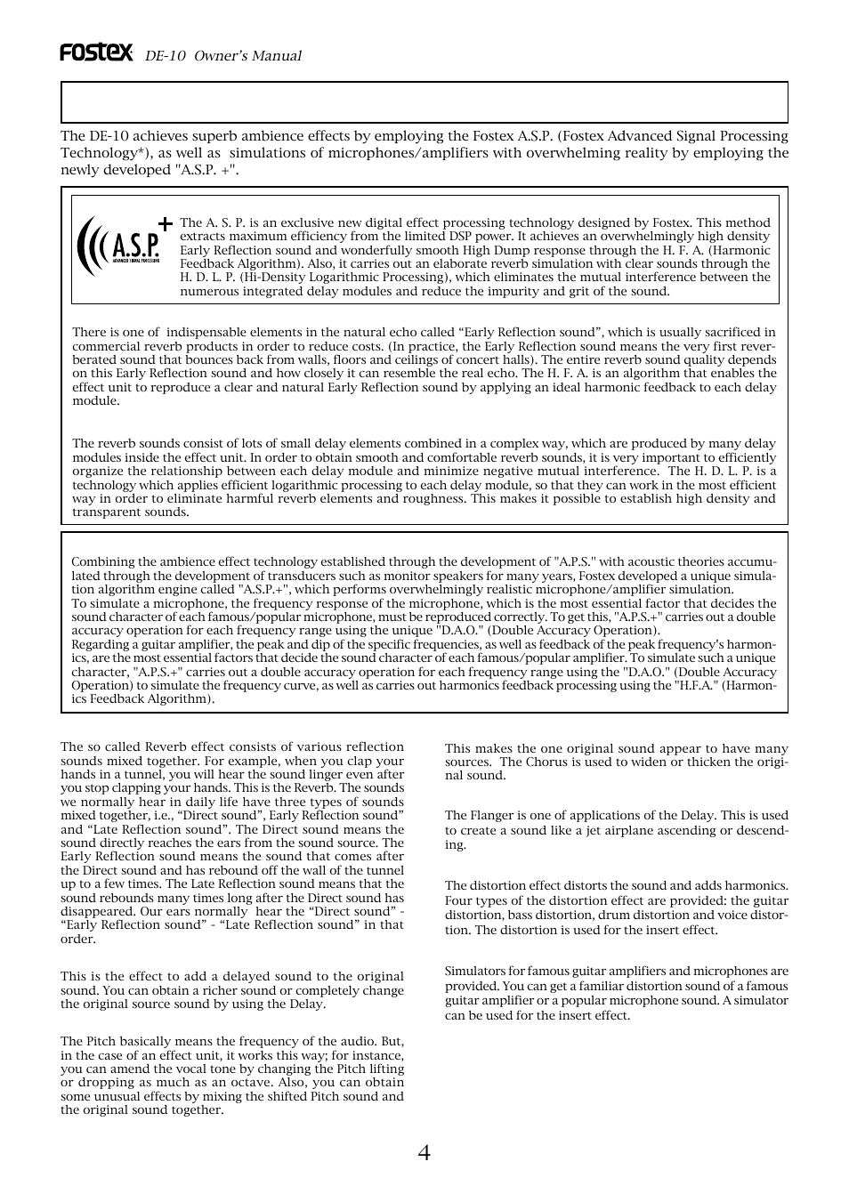 Digital effect functions | Fostex DE-10 User Manual | Page 4 / 22