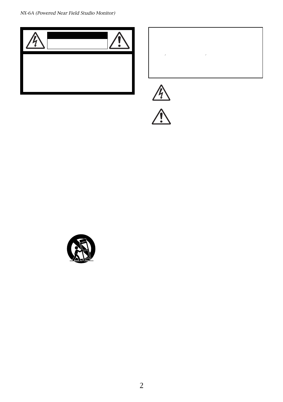 Safety instructions, Warning, Caution | Fostex NX-6A User Manual | Page 2 / 9