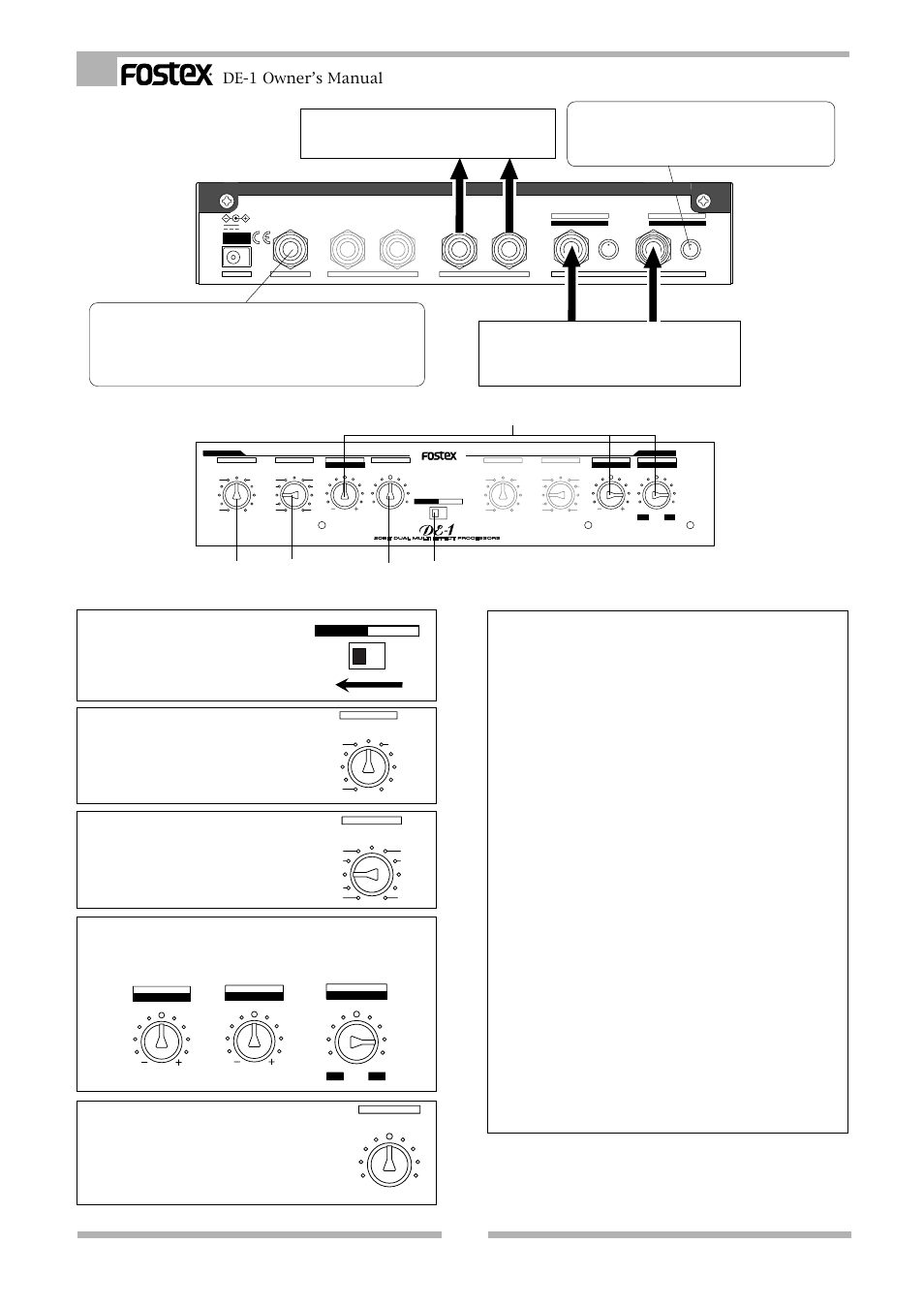 De-1 owner’s manual, Point | Fostex DE-1 User Manual | Page 18 / 20