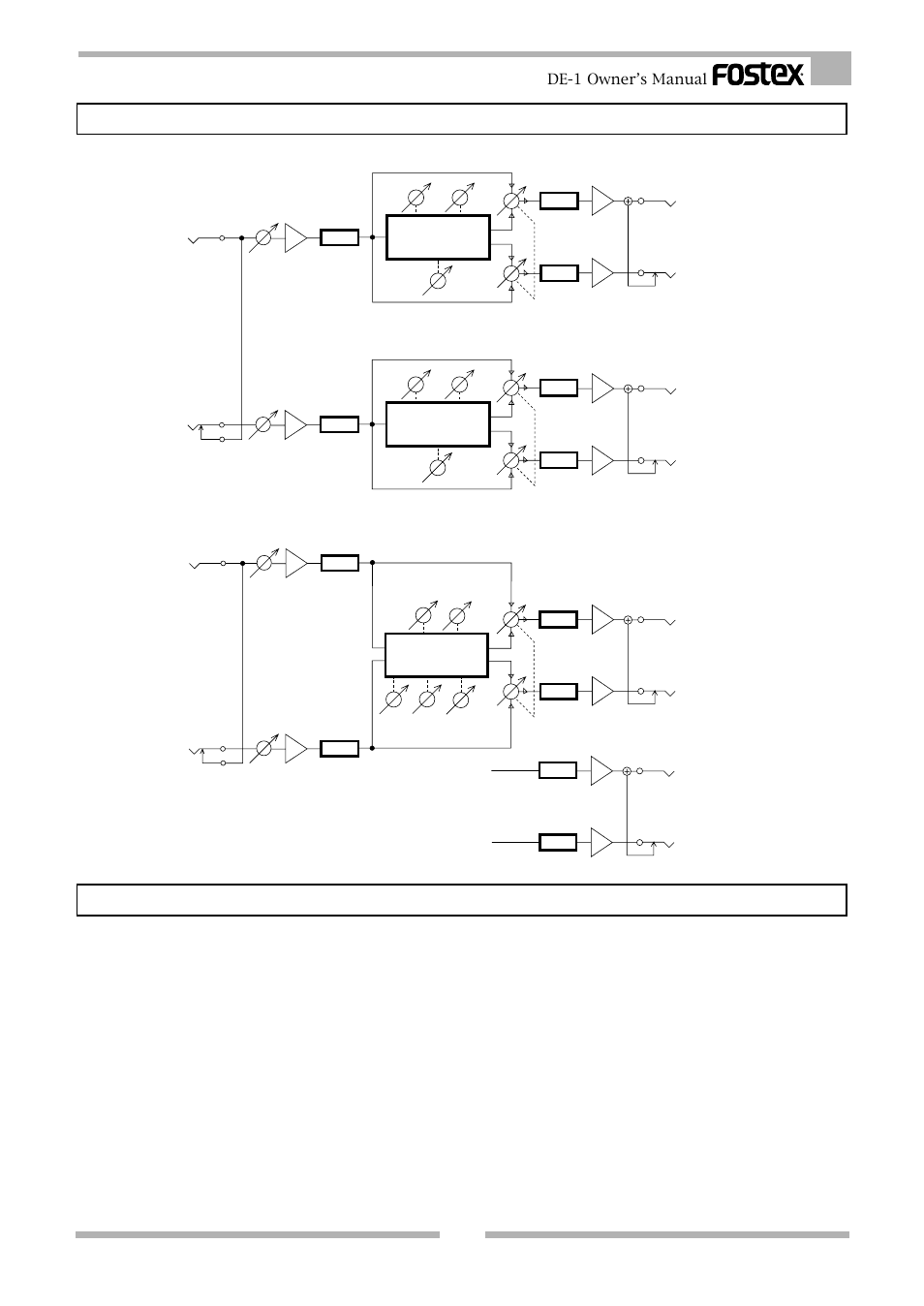 Block diagram dual mode single mode specifications, Input x 2, Output x 4 | Foot switch, Others, General, De-1 owner’s manual | Fostex DE-1 User Manual | Page 19 / 20
