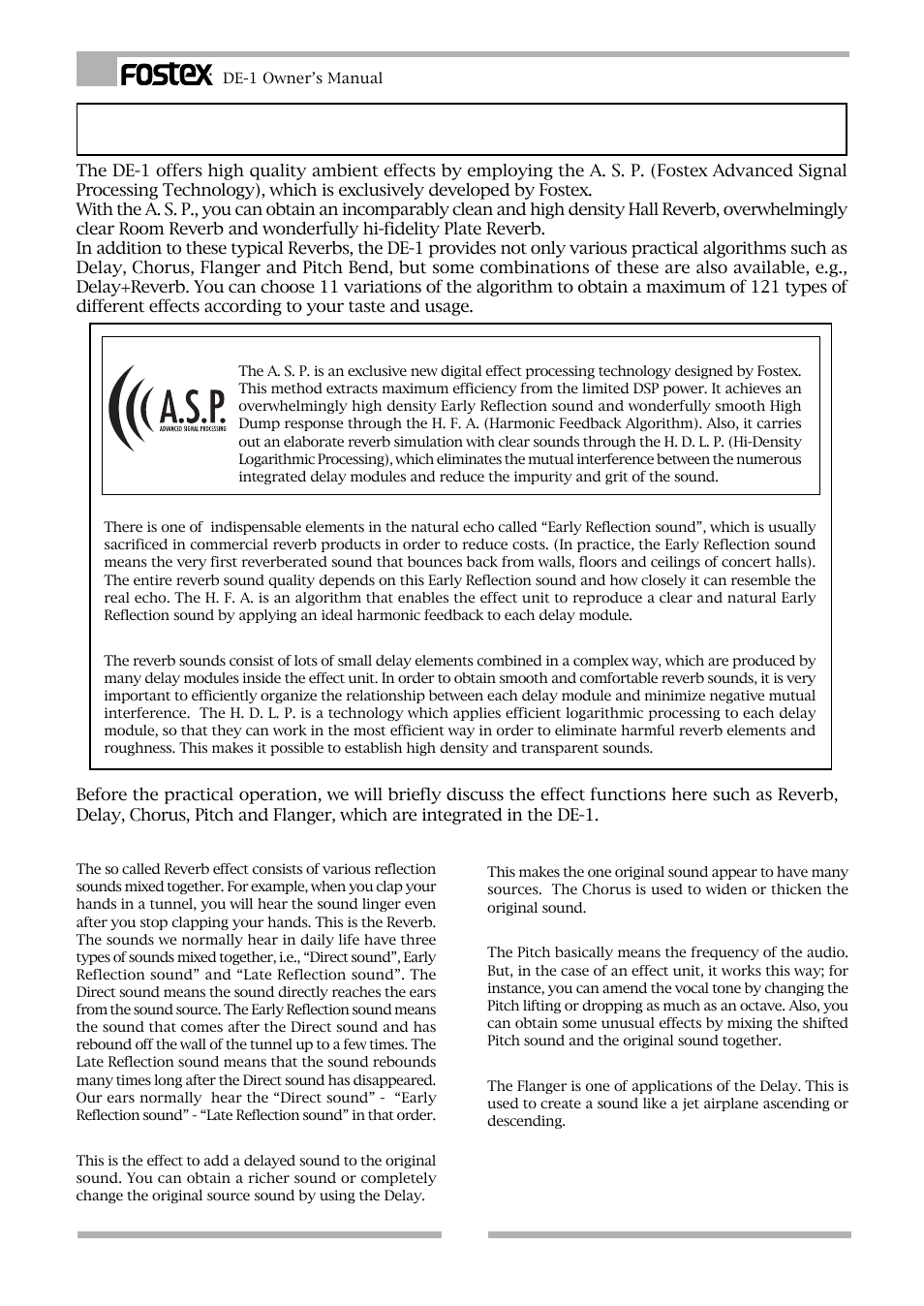 Digital effect functions | Fostex DE-1 User Manual | Page 4 / 20