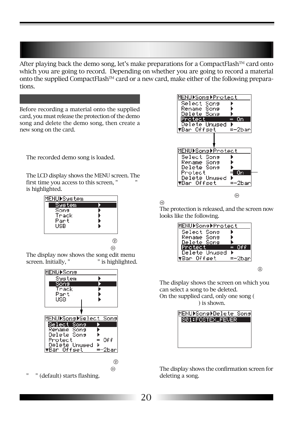 Preparation of a compactflash car d | Fostex MR-8 User Manual | Page 20 / 102