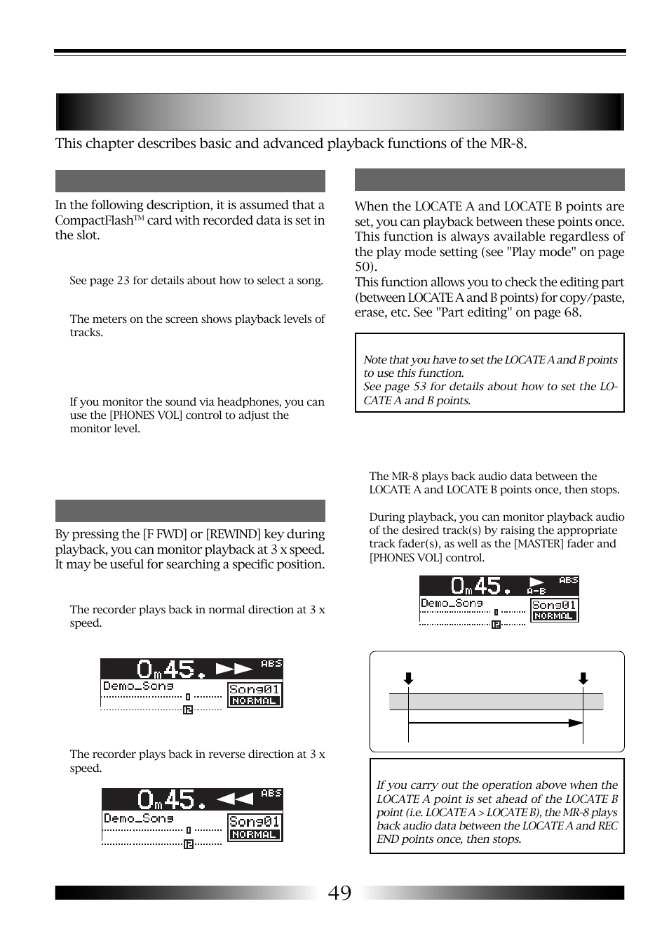 Playback functions | Fostex MR-8 User Manual | Page 49 / 102