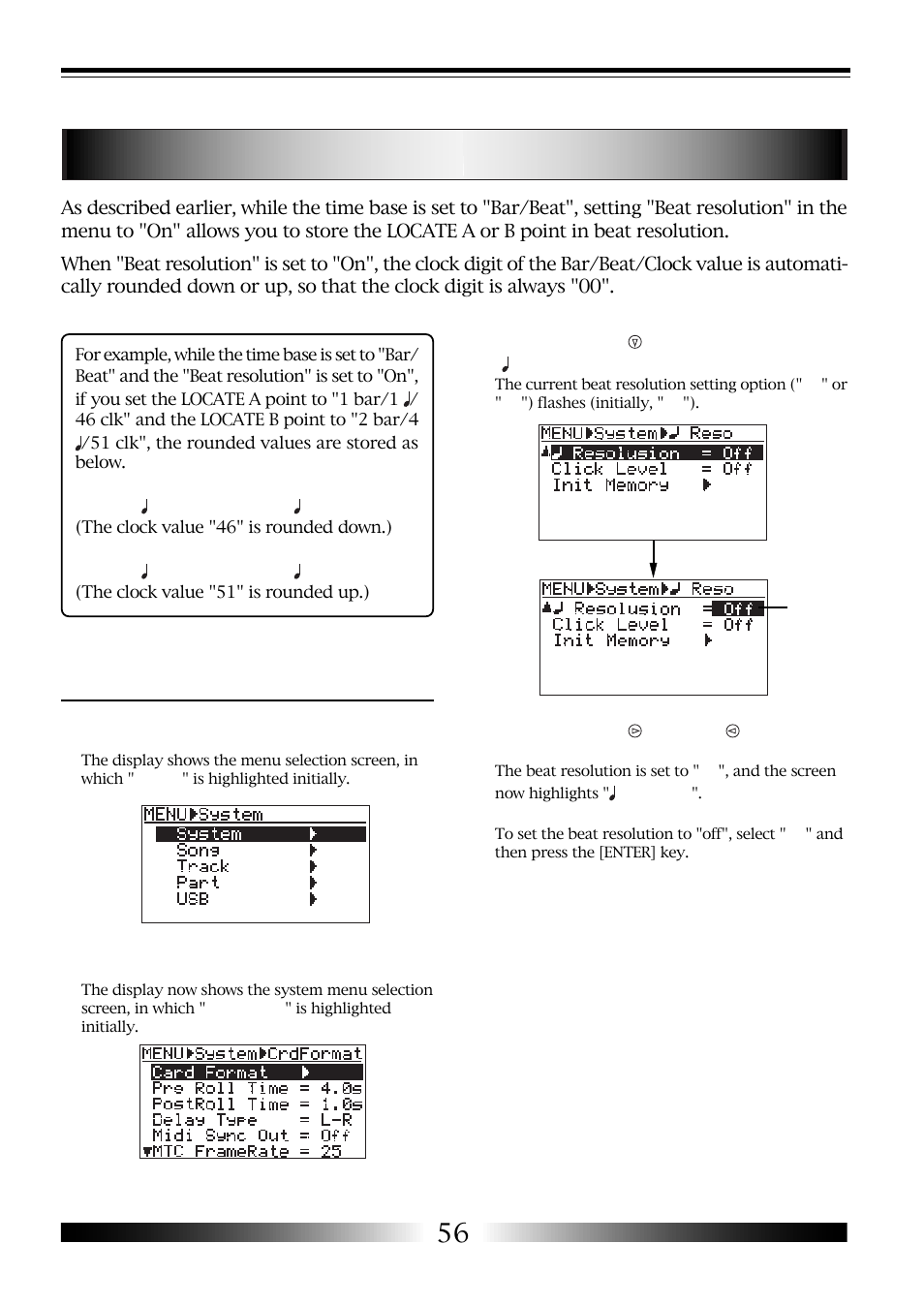 Setting the beat resolution, How to set the beat resolution | Fostex MR-8 User Manual | Page 56 / 102